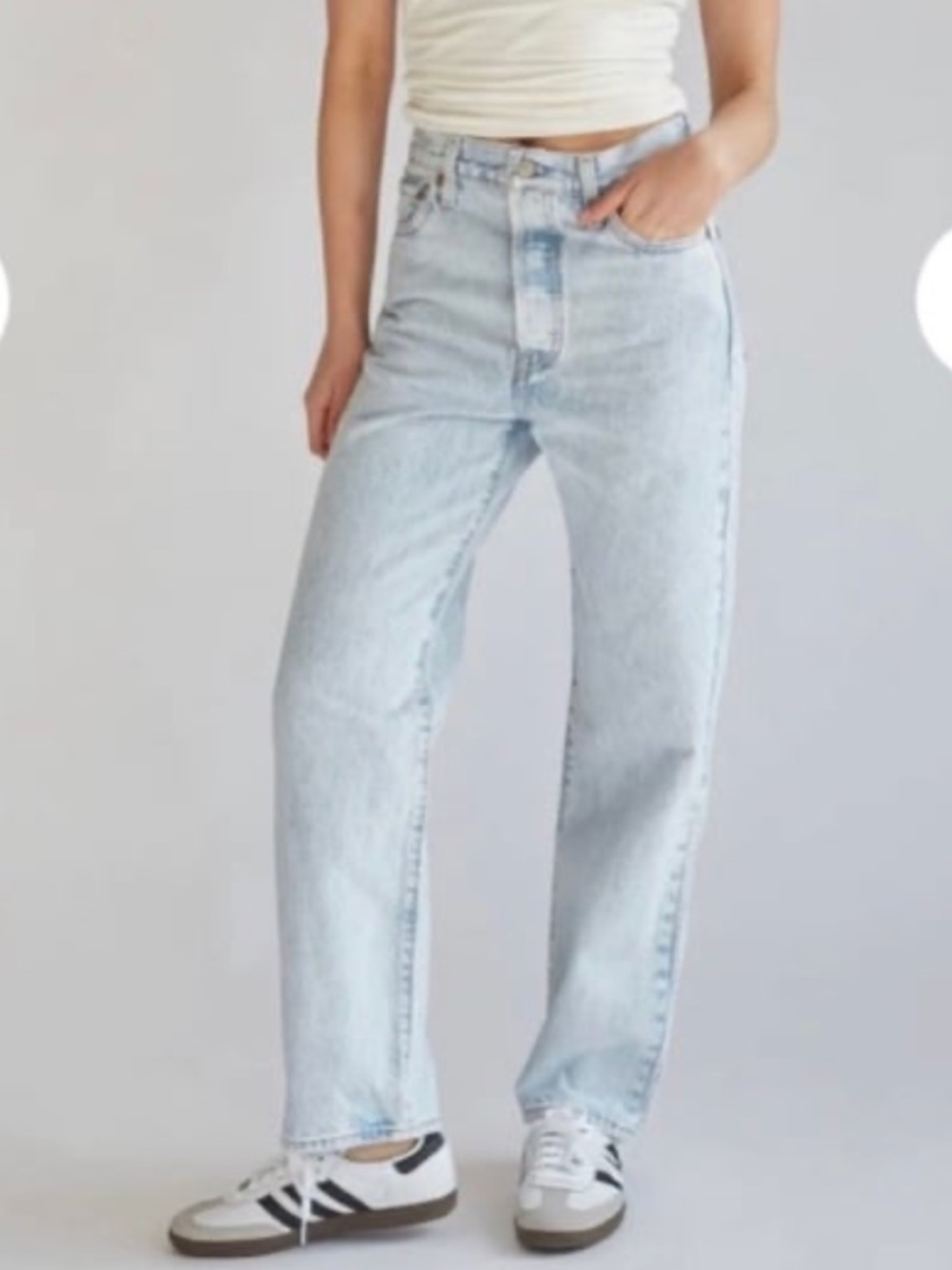 High-Rise Light Wash Straight Leg Jeans - Light Blue